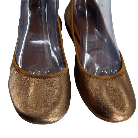 Juil The Flat Gold Bronze Leather Metallic Slip On Ballerina Flats Size 10 - Picture 3 of 14